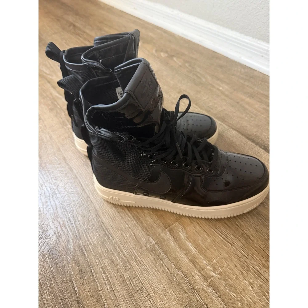 Nike SF Air Force 1 Hi Black Patent Leather AJ0963-001 Womens Size 9 Sneakers